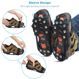 Caminhadas ao ar livre e escalada neve e gelo gripper, 11 dentes crampons, capas antiderrapantes para sapatos de inverno, picos, acessórios de calçados - Image 2