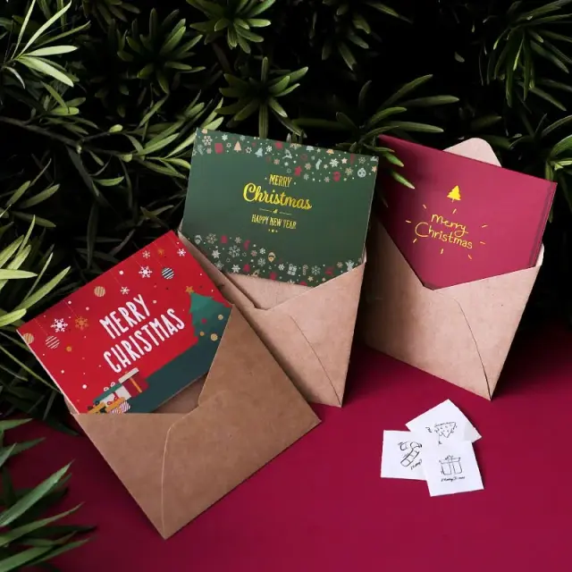 Conjuntos Vintage de Cartões de Natal e Ano Novo para Presentes e Capas Decorativas