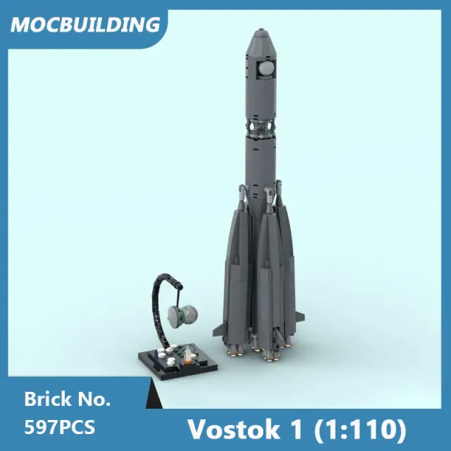 Blocos de Construção MOC Vostok 1: Foguete, Agrica e Tijolos Montados - Presentes Ideais para o Natal em Escala 1:110