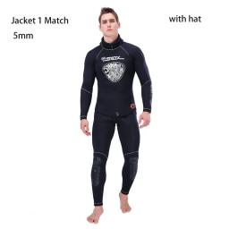 Fato de neoprene Split masculino, manga comprida, capuz térmico, calça de mergulho anti-frio, roupas profissionais de caça a peixes, 5mm - Image 2