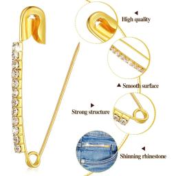 Brilhante strass broche pinos, alfinetes de segurança, camisola, clipes xale, tom prata, cintura broches, acessório de costura roupas, novo - Image 5