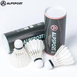 Alpsport 303 3/6/9 tubos  Badminton de penas de ganso branco Bolas de treino Velocidade e suavidade Equipamento para desportos ao ar livre Peteca - Image 1