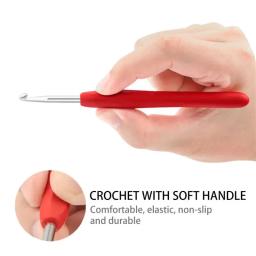 Conjunto de agulhas de crochê de alumínio Ganchos coloridos de crochê Agulha de tricô DIY Weave Sewing Tool Silicone Handle Sweater - Image 4