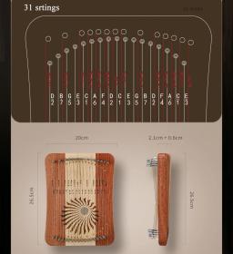 Mini Hluru Lyre Thumb, 17 Cordas de Kalimba, Dedo Harpa, Madeira Criativa, Instrumento Musical Iniciante, 31 Cordas - Image 3