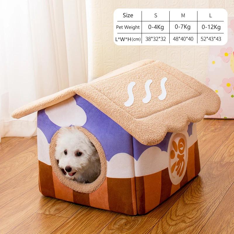 Casa dobrável interior para cães e gatos, sofá quente, canil, tapete de cama para pequeno, médio, grande, caverna de cachorro, ninho de gatos, produtos para animais, inverno - Image 1
