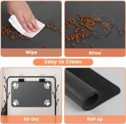 Absorvente Pet Feeding Mat, Placemat para comida e água Bowl, Revestimento de borracha impermeável, Quick Dry Water Mat para cão e gato - Image 4