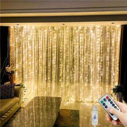 Luzes de cortina LED com controle remoto, USB, adequado para casa, quarto, casamento, festa, janela, parede, Dia das Bruxas, Decoração de Natal, 1 Pc - Image 1