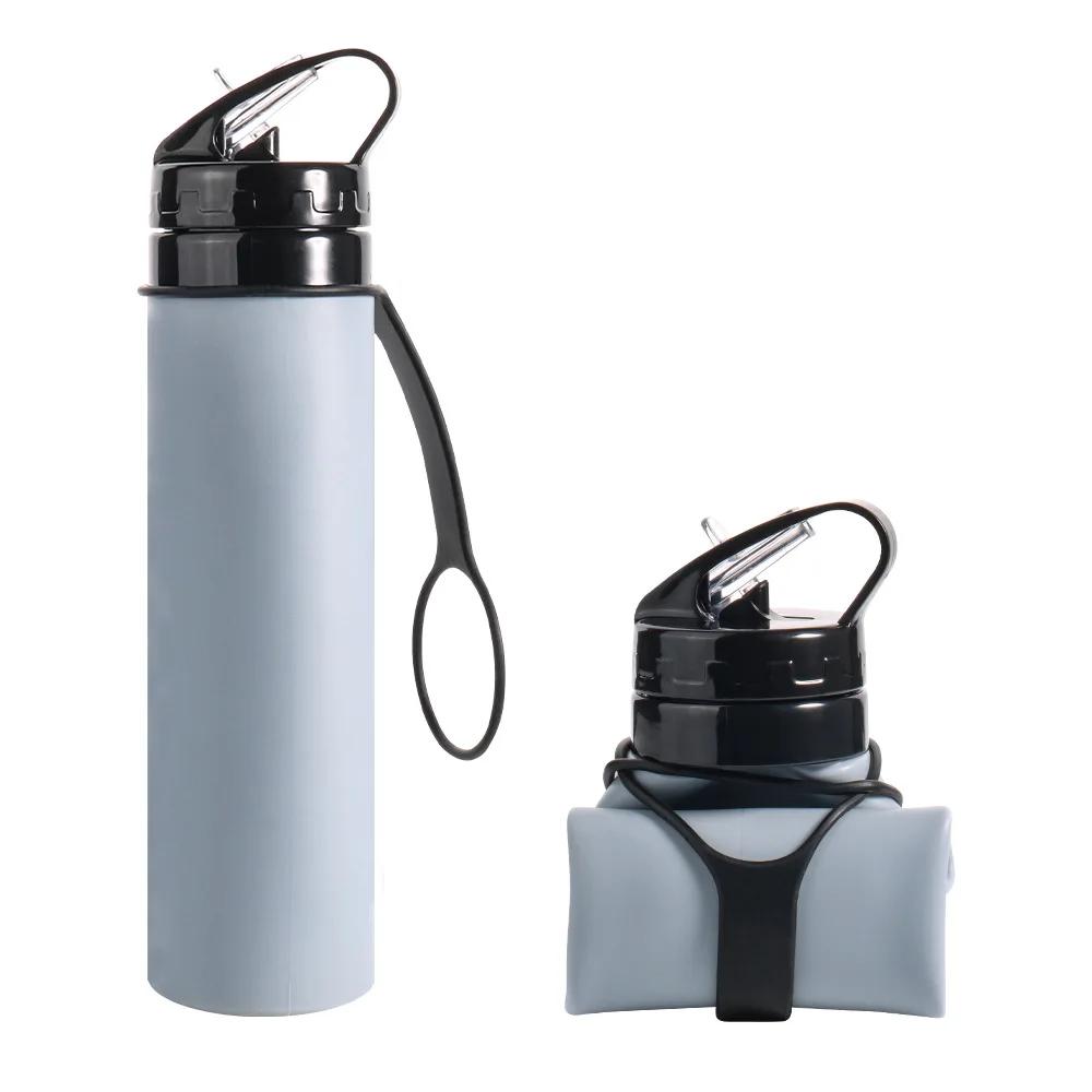 Copo de água leve portátil, garrafa esportiva de silicone, reutilizável, dobrável, destacável com tubos de sucção, acessórios ao ar livre, 600ml - Image 1