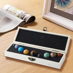 Sete Planetas Conjunto De Caixa De Madeira, Bolas De Cristal Natural Criativas, Sistema Solar, Pedra Original Redonda, Caixa De Presente Modelo De Galáxia, Souptoys - Image 5