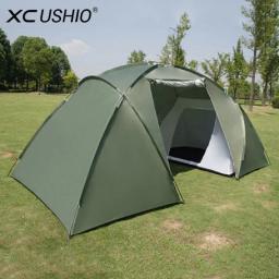 Tenda de acampamento à prova d'água, camada dupla, 2 quarto, ambiente externo, 4-6 pessoas, caminhada, caça, família, festa, 3 cores - Image 1