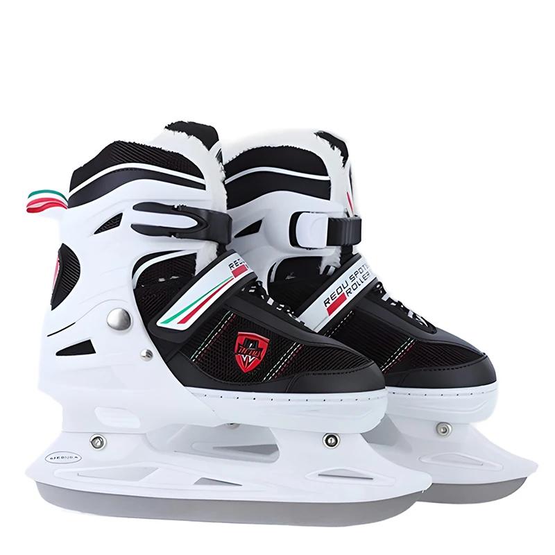Patins de gelo com velocidade ajustável unisex, Patines adulto, Tamanho retrátil Sapatos de hóquei, Sapatos de skate de lâmina grossa - Image 1