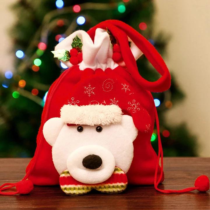 Sacos do presente do Natal, sacola, doces, boneco de neve, urso, armazenamento, decoração, bolsas, 20 PCes - Image 1