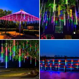 8 fios 192 led solar ao ar livre estrela de tiro luz de natal para todas as estações decoração festiva pendurado plástico alimentado por usb sem controle remoto - Image 6