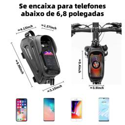 Bolsa de bicicleta ROCKBROS à prova d'água com tela sensível ao toque bolsa de ciclismo com estrutura de tubo frontal superior MTB bolsa de bicicleta de estrada 6.5 capa de telefone acessórios de bicicleta - Image 2