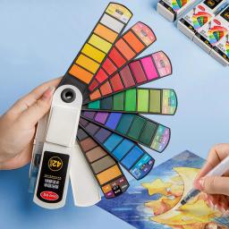 Ferramentas portáteis para pintura aquarela para estudantes, ventilador sólido, ferramentas de arte, 24 cores - Image 1