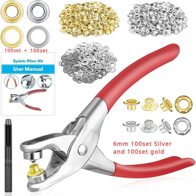 Kit de Ferramentas Manuais para Artesanato em Couro com Ilhós 6-12mm, 15-320-400 - Punch Die Tool para Cintos e Chapéus DIY