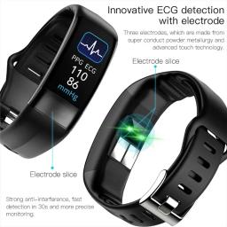 Impermeável Esporte Pulseira inteligente, Pulseira Saúde Tracker, Monitor de freqüência cardíaca, Pressão arterial e calorias Tracker, Smartband, ECG - Image 2