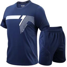 2 pçs/set treino masculino ginásio de fitness badminton esportes terno roupas correndo jogging esporte wear exercício conjunto treino - Image 1