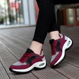 Tenis mulher tênis almofada de ar sapatos caminhada respirável ginásio sapatos de corrida para mulher rendas até plataforma esporte sapato tenes feminino - Image 1