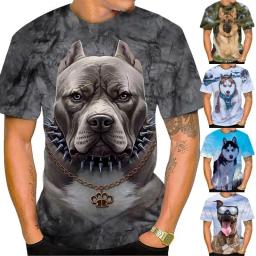 Camiseta estampada 3D para cachorro fofo e divertido, casual, gola-O, manga curta, diária, solta, plus size, top respirável, moda verão - Image 1