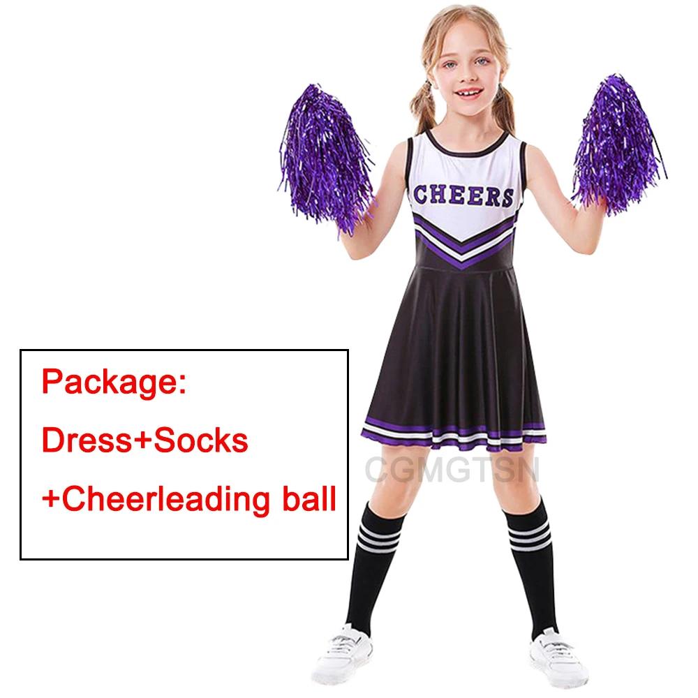 Traje de torcida JXHJHBW para crianças, uniformes escolares, Cheerleader Outfits, Halloween Cosplay Dress with Socks Suit - Image 1