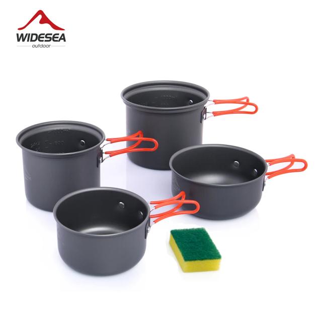 Conjunto de Panelas Antiaderentes Portáteis para Camping e Viagens: Ideal para Cozinhar ao Ar Livre