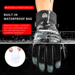 Luvas de motocicleta espessadas e à prova de vento para homens, impermeável, esqui, acampamento, bicicleta, ciclismo, veículo elétrico, quente, inverno - Image 3