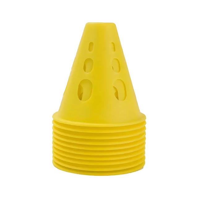 Cone de Treinamento de Futebol Amarelo, Portátil e Durável para Agilidade e Controle de Tráfego - Conjunto com 10 Unidades