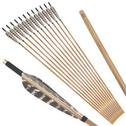 Flechas de bambu com arco com pena de peru, eixo para arco e flecha ao ar livre, acessórios de caça, 85cm, 8mm, OD - Image 4