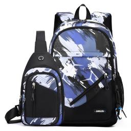 Mochilas de impressão de futebol com saco peito para adolescentes, Mochila de grande capacidade para estudante do ensino médio, Mochilas legais, 2pcs por conjunto - Image 4