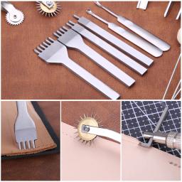 Kit prático de ferramentas artesanais em couro Kit de reparo de costura manual Punch de costura Carving Work Groover Set Conjunto de ferramentas DIY - Image 5