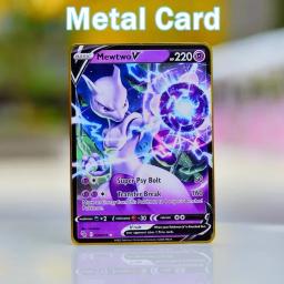 Pokemon cartão de metal pokemon letras ouro ferro jogando cartas gengar vmax rayquaza charizard pikachu vstar anime jogo presente brinquedos do miúdo - Image 3