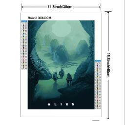 DIY alienígena diamante pintura kit, bordado, pintura a óleo cor, handmade mosaico arte, decoração de casa, 5d, novo, 2024 - Image 3
