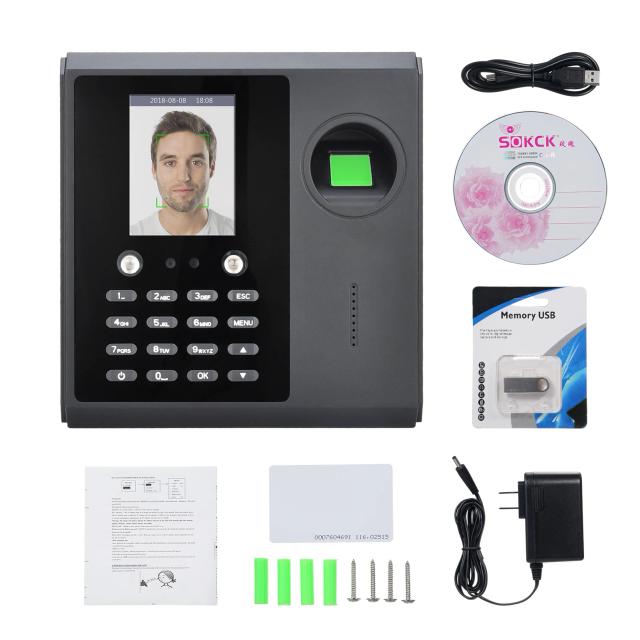 Máquina de Registro de Ponto Biométrica com Impressão Digital e Senha, Suporte aos Empregados, Identificação por Cartão e Reconhecimento Facial Rápido