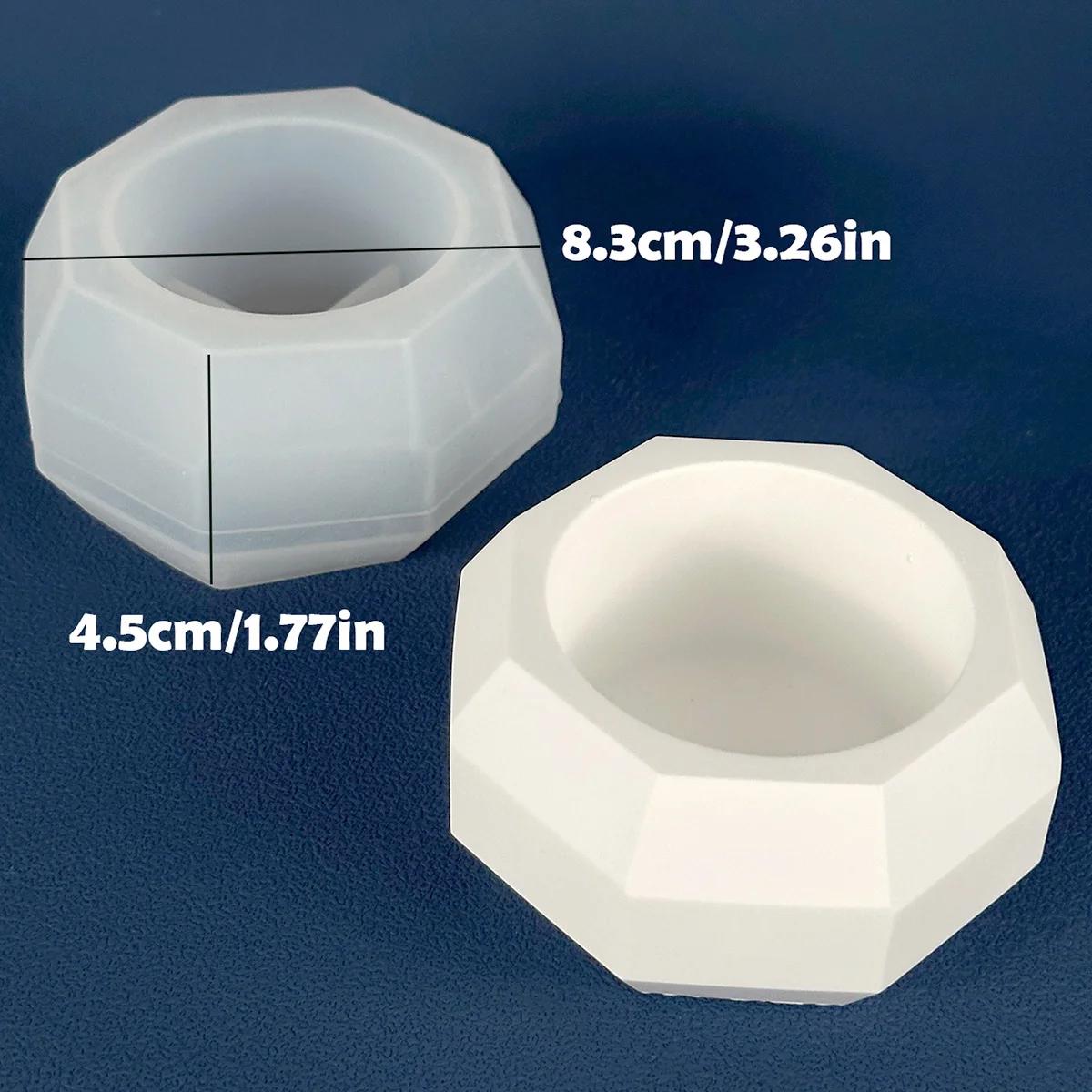 Molde De Silicone De Vaso De Concreto, Octagon Diamante Forma Artesanato, Jarra De Vela, Fabricação De Gesso, Resina Epóxi, Caixa De Armazenamento De Jóias, DIY - Image 1