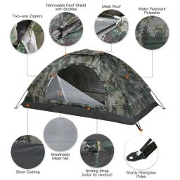 1 × barraca de acampamento portátil ultraleve, barraca de jardim para uma ou duas pessoas com revestimento anti-UV, zíper bidirecional, caminhadas, pesca, viagens - Image 1