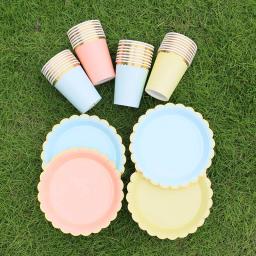 Placas De Festa Descartáveis Coloridas, Copo De Papel, Kit De Pratos, Suprimentos, Acessórios De Casamento, Happy Birthday Party, 10Pcs - Image 4