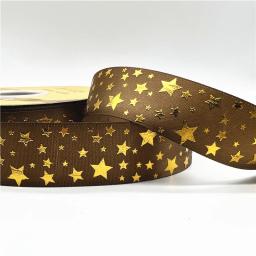 5 jardas 25mm poliéster fita de impressão estrelas fita para design artesanal arco casamento decoração natal diy bift caixa embalagem - Image 6