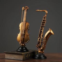 Europeu Luxo Instrumento Musical Enfeites, Arte Musical, Artesanato Resina, Violino, Saxofone, Trompa francesa - Image 1