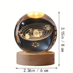 3D Crystal Planet Laser Gravado Globo, Sistema Solar, Decoração Avançada, Presente Graduação, Bola de Cristal, 6cm - Image 2