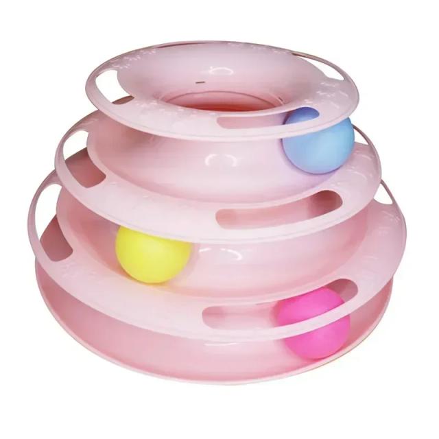 Torre Interativa de Brinquedos para Gatos com 3/4 Níveis e Faixas para Treinamento e Diversão