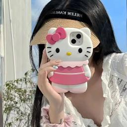 Capa de silicone macia para iPhone, desenhos animados 3D, Hello Kitty, iPhone 15, iPhone 14, iPhone 13, iPhone 12, iPhone 11 Pro Max - Image 5