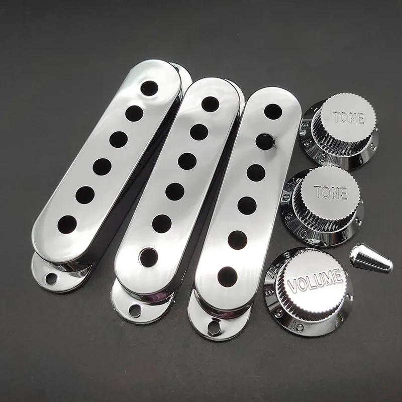 Single Coil ST guitarra elétrica captador tampa, Volume Tom Control botão, interruptor de ponta, Prata captador titular caso, 1 conjunto - Image 1