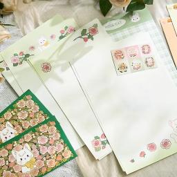 Envelopes florais bonitos com almofadas da letra, selo adesivos, marcadores kawaii, cartões postais, tampa dos cartões, papelaria coreano, 22pcs, conjunto - Image 6