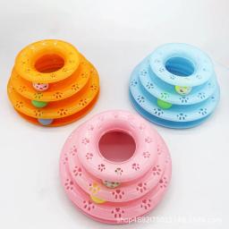 Tripla camada Spin roda brinquedo para gatinhos, quatro camadas, interativo Pet fornecimentos, cabeça, atacado - Image 4