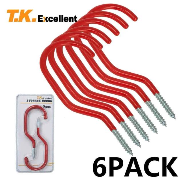Conjunto de 6 Ganchos de Armazenamento de Parede para Bicicletas, Cabides Utilitários de Aço Resistente para Garagem