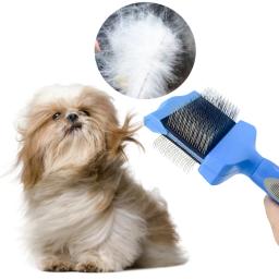 Dupla face pet escova de cabelo do cão gato pele cerdas grooming derramamento limpeza massagem pente ferramenta estilo - Image 1