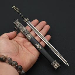 Chinese Ancient Arma Fria Toy, Rodas Katana Cosplay, Metal Gravado Arma Modelo, Colecionáveis Artesanato, Ornamentos Presentes, 22cm - Image 3