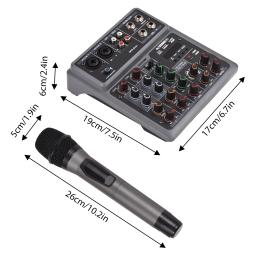 Mixer de áudio com microfone sem fio, 6 canais, misturando console, acessórios eletrônicos para instrumentos musicais, BT Mixer, OTG, 4DSP Scene Effects - Image 6