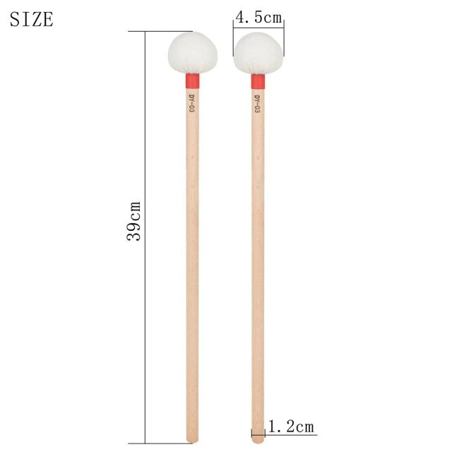 Baquetas de Baixo em Feltro com Cabeça de Martelo - Conjunto de 2 Peças de Bordo para Percussão e Marcha